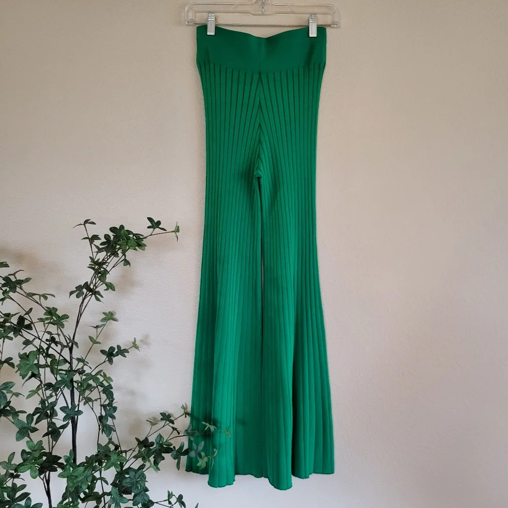 A.L.C. Green Ribbed Flare Astrid Pants sz XS - Picture 4 of 7